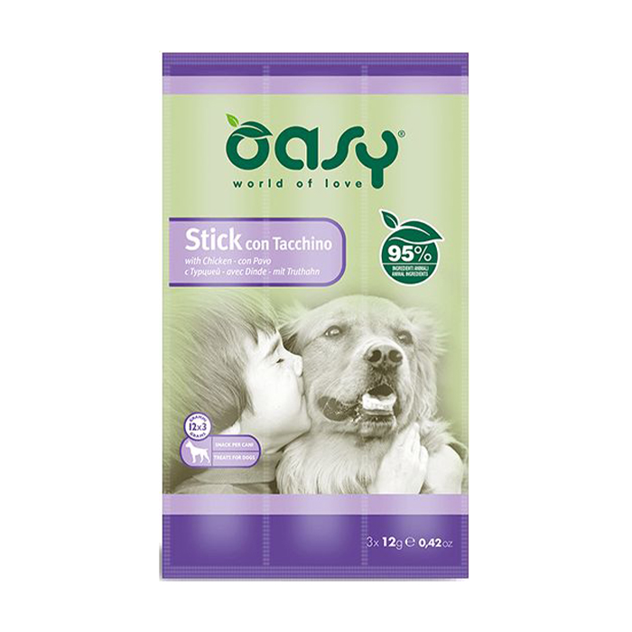 Ласощі для собак Oasy Stick з індичкою, 3*12 г