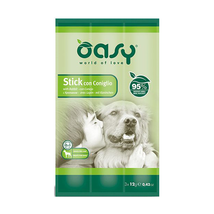 Ласощі для собак Oasy Stick з кроликом, 3*12 г