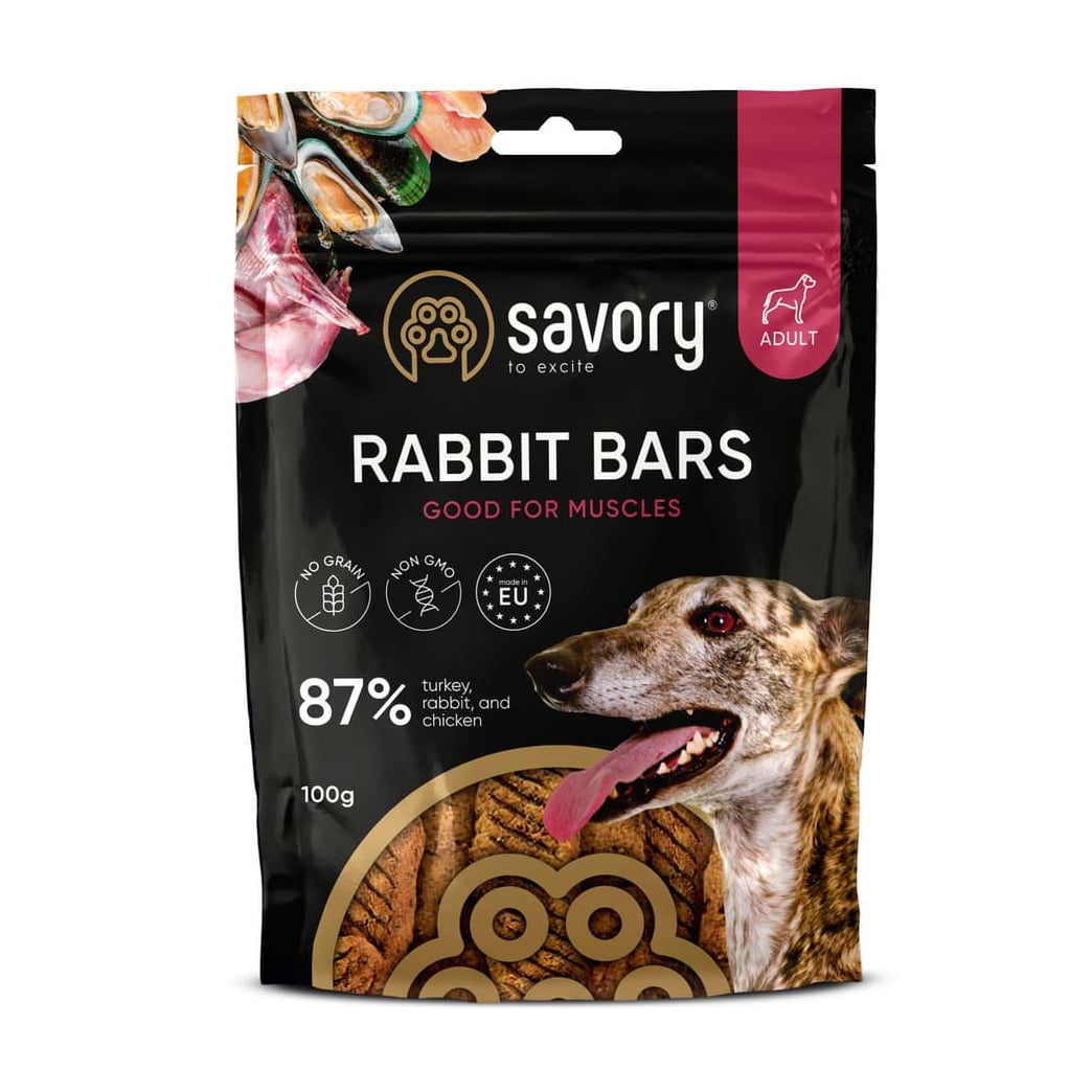 Ласощі для собак Savory Adult Rabbit Bars джерки, батончики з кроликом, 100 г